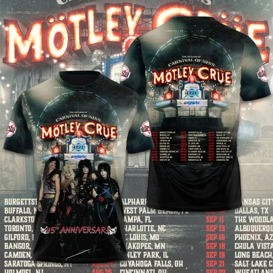 Mötley Crüe 45th Anniversary Carnival of Sins 3D T-Shirt
