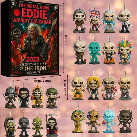Discover 2025 Rock Christmas Countdown, 24-Day Advent Calendar, 2D Acrylic Ornaments & Keychain Collectibles