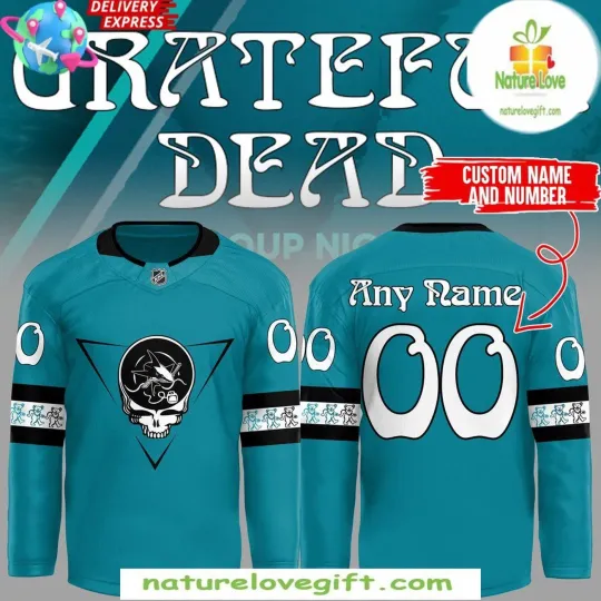 Discover Personalized San Jose Sharks Grateful Dead 2025 Blue Hockey Shirt Men's Fan Gear