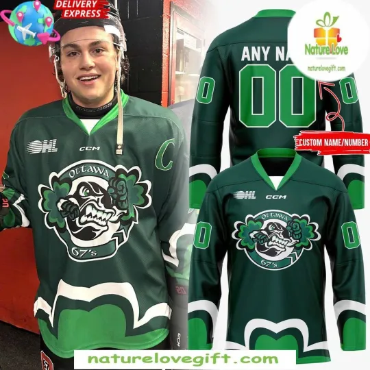 Discover Personalized Ottawa 67s 2025 St Patricks Day Hockey Shirt Men's Fan Gear Gift