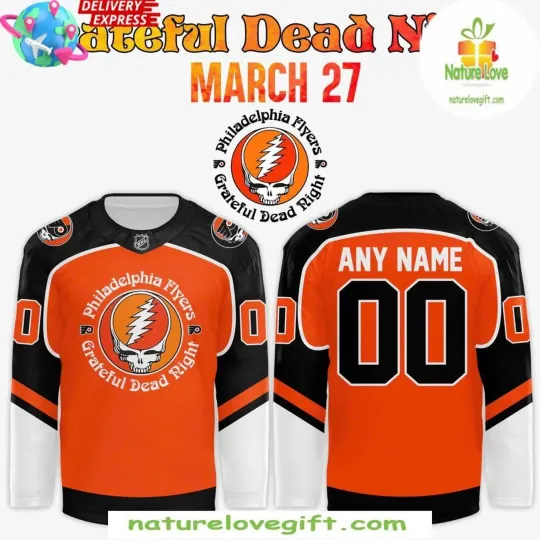 Personalized Grateful Dead Night Philadelphia Flyers 2025 Hockey Shirt Men's
