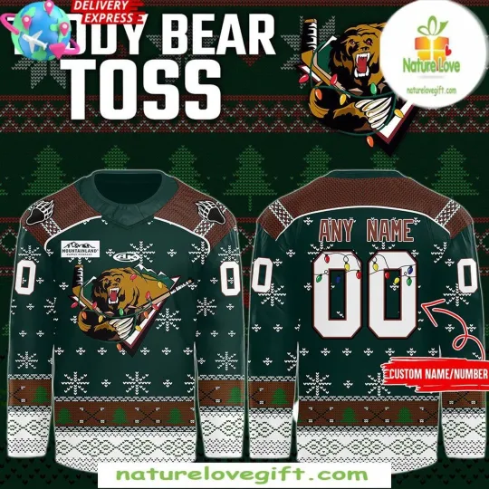 Discover Custom Ut.ah Grizzlies 2025 Teddy Bear Toss Hockey Shirt Men's Fan Gear Gift