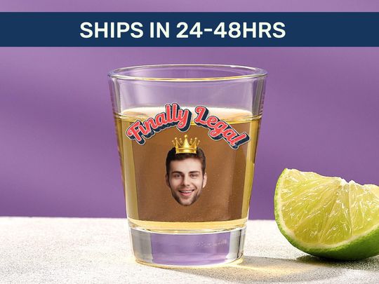 Discover 21st Birthday Shot Glass | Custom Photo Party Favor