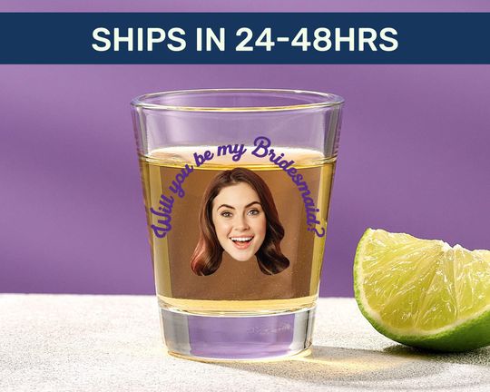 Discover Personalized Bridesmaid Proposal Shot Glass: Custom Photo Bridal Party Favor