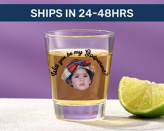 Discover Personalized Godparent Proposal Shot Glass: Custom Face Baptism Favor