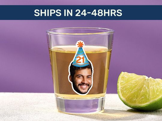 Discover Personalized 21st Birthday Shot Glass: Custom Face Party Favor