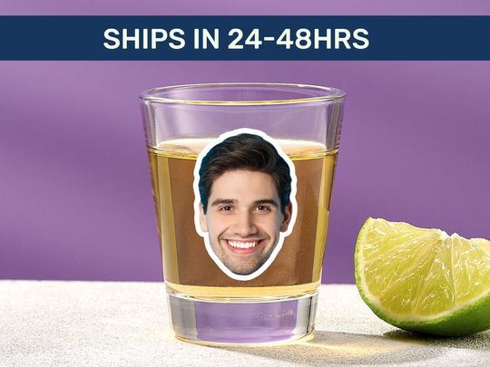 Personalized Face Shot Glass: Custom Photo Print, Bachelorette Party Favor