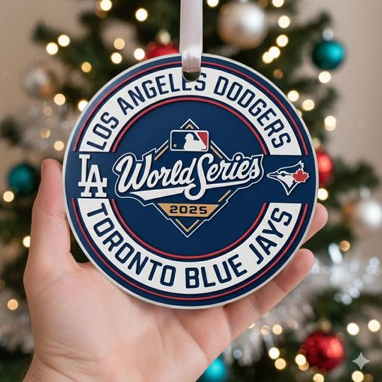Discover Los Angeles Dodgers 2025 World Series Champions Acrylic Ornament, MLB Back-to-Back Baseball Christmas Tree Decor Fan Gift
