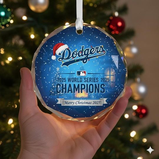 Discover Dodgers 2025 World Series Champions Ornament, LA Back-to-Back MLB Baseball Christmas Tree Decor for True Fans