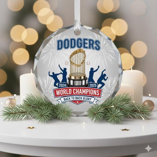 Discover Dodgers 2025 World Series Champion Ornament, MLB Baseball Christmas Decor for LA Team Supporters