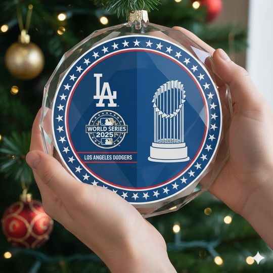 Dodgers 2025 Championship Ornament, LA World Series Baseball Collector Christmas Tree Decoration