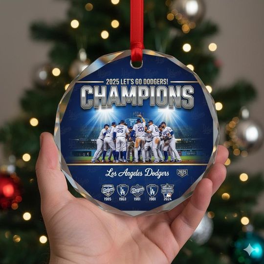 Discover Los Angeles Dodgers World Series Champions 2025 Ornament, Back-to-Back MLB Baseball Christmas Tree Decor for Fans