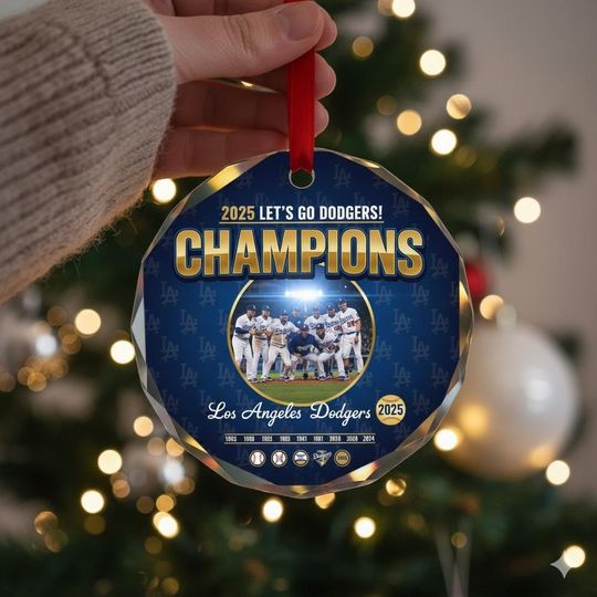 Discover Dodgers Champions Ornament 2025, Los Angeles Baseball Christmas Tree Decor, MLB Fan Keepsake