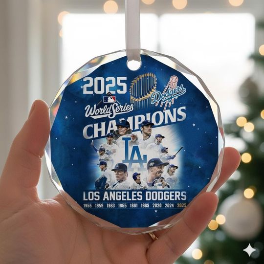 Discover MLB 2025 Dodgers Christmas Ornament, World Series Champions Decor, Baseball Fan Holiday Gift