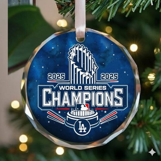 Dodgers 2025 Tree Ornament, World Series Champions Baseball Decor, LA Christmas Gift