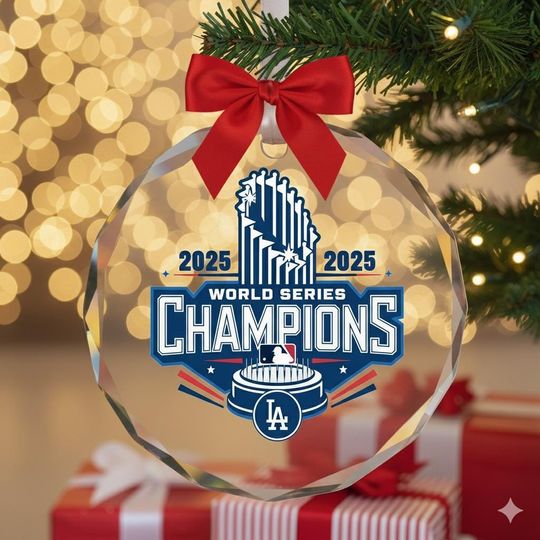 LA Dodgers 2025 Back-to-Back Champions Ornament, World Series Baseball Christmas Decor