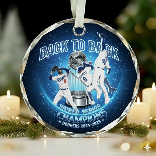 Dodgers Back-to-Back 2025 Ornament, World Series Champions Baseball Decor, LA Christmas Ornament