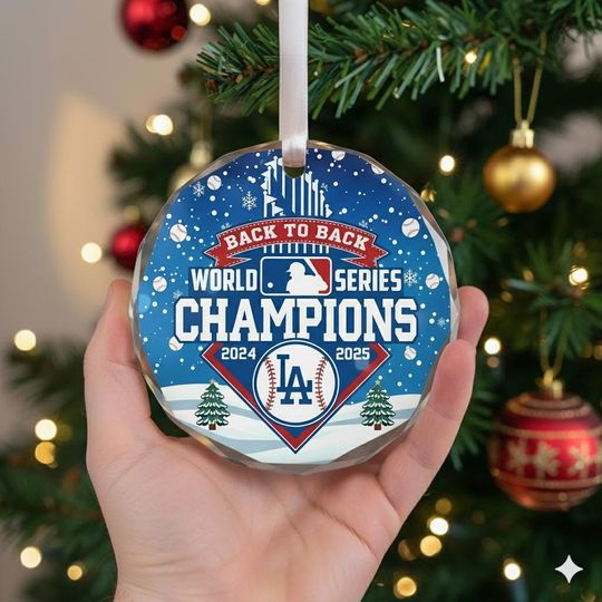 Discover Los Angeles Dodgers 2025 Champions Ornament, MLB World Series Back-to-Back Baseball Christmas Tree Decor, Dodgers Fan Holiday Gift