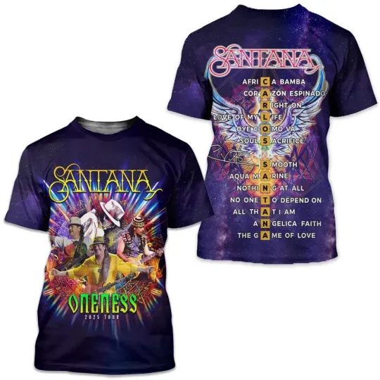 Discover Santana Oneness 2025 Tour 3D All Over Printed T-Shirt Men Women