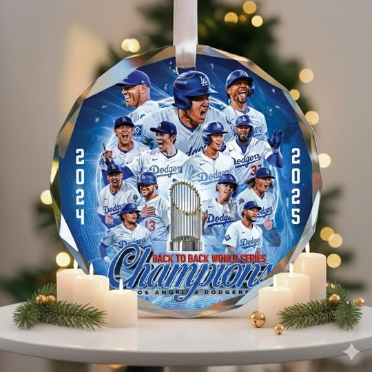 Discover 2025 Dodgers Champions Ornament, LA World Series Baseball Ornament, Blue Team Christmas Decor