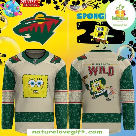 Personalized Minnesota Wild Spongebob 25th Anniversary Hockey Shirt Men's Gift