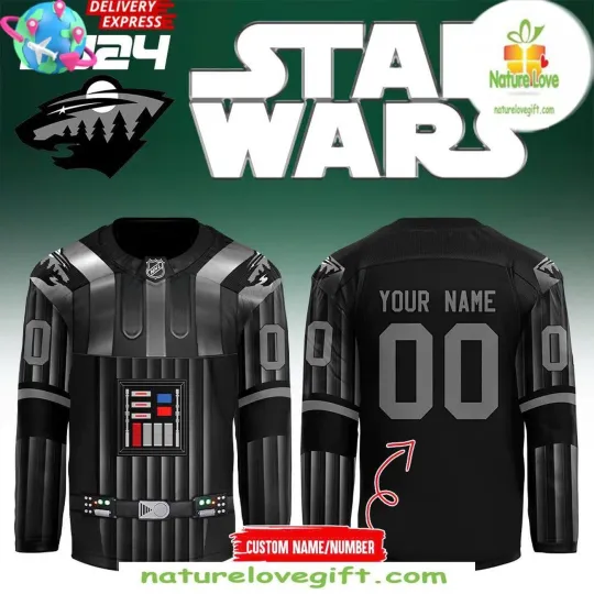 Discover Custom Minnesota Wild Star Wars Night 2025 Black Hockey Shirt Men's Fan Gear