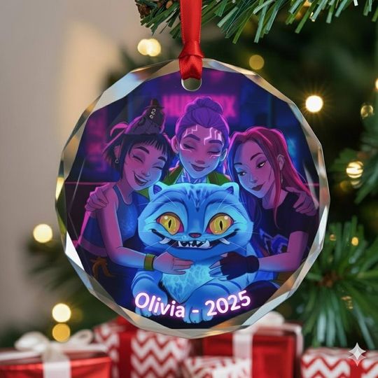 Custom Huntrix Glass Ornament, KPOP Christmas Keepsake, Personalized Mira Rumi Zoey Derpy  Ornament, Demon Hunters Gift