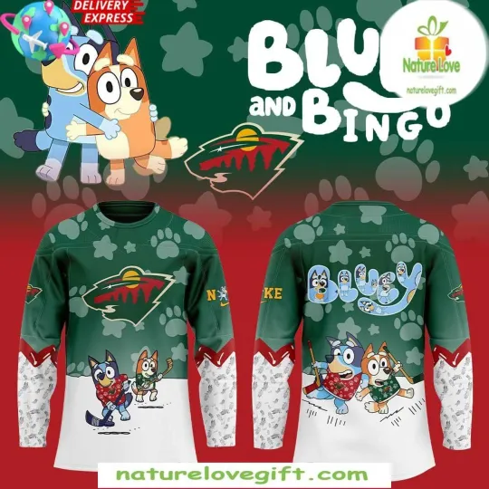 Discover Personalized BlueyDad and Bingo Minnesota Wild Hockey Shirt Men's Fan Gear Gift