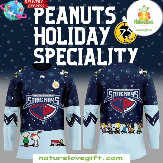 Discover Personalized South Carolina Stingrays Peanuts Night Hockey Shirt Men's Fan Gear