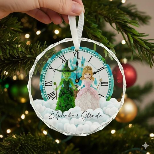 Custom Wicked Ornament, Personalized Broadway Glass Ornament, Elphaba Glinda Bestie Gift