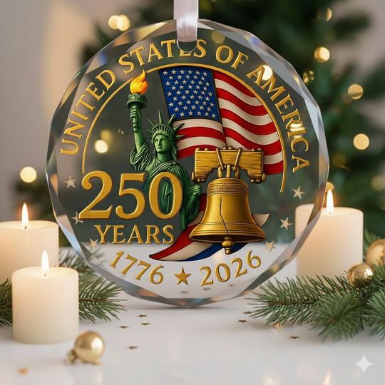USMC 250th Anniversary Ornament, 17752025 Marine Corps Glass Ornament, Eagle Globe & Anchor Decor, Semper Fidelis Gift