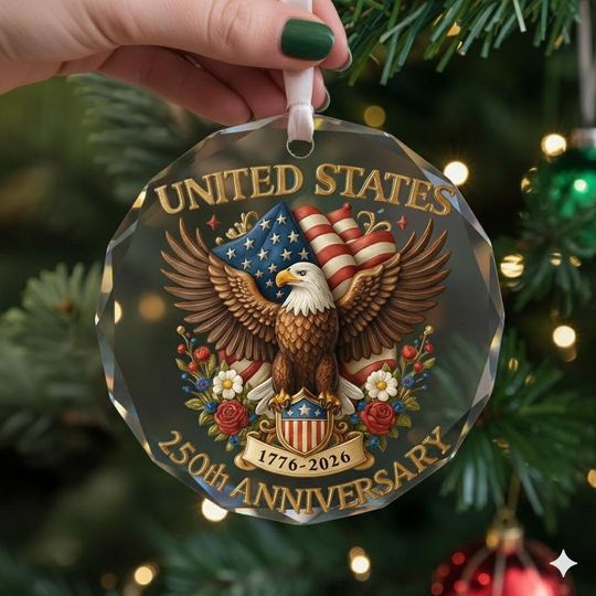 USMC 250th Anniversary Ornament, 17752025 Marine Corps Glass Ornament, Eagle Globe & Anchor Decor, Semper Fidelis Gift