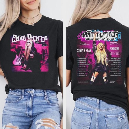Avril Lavigne 2025 Tour T-Shirt, Y2K Pop Punk Concert Tee, Skater Girl Music Shirt