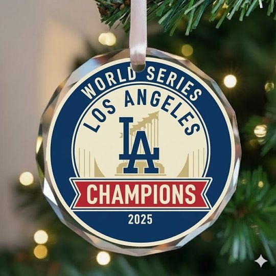 Los Angeles Dodgers 2025 Championship Season Ornament, World Series Winning Baseball Holiday Decor Gift
