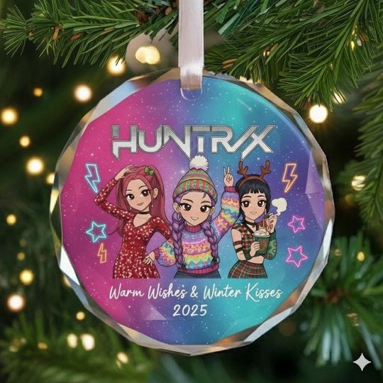 Personalized Huntrix Glass Ornament, Custom KPOP Christmas Keepsake, Mira Rumi Zoey Glass Ornament, Demon Hunter Holiday Gift
