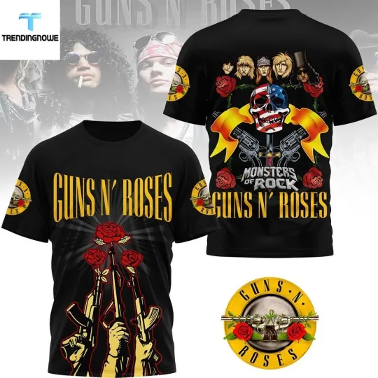 Gun N Roses Monsters Of Rock Tour 3D Graphic T-Shirt