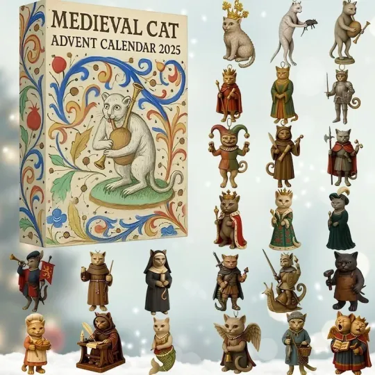 Discover Medieval Cat Advent Calendar 2025, 24 Mini Cat Figurines, Whimsical Christmas