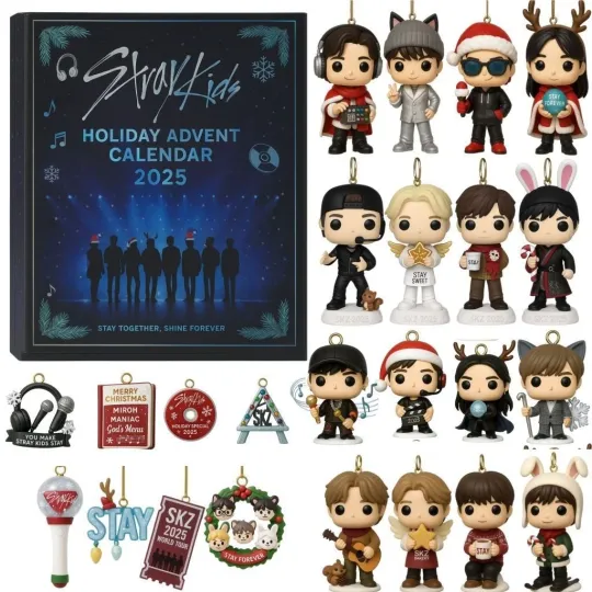 Discover Stray Kids Advent Calendar, 24 mini ornaments, 2D Flat