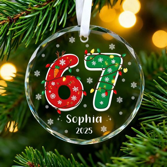 Discover Custom Name 6-7 Glass Christmas Ornament for Kids and Teens