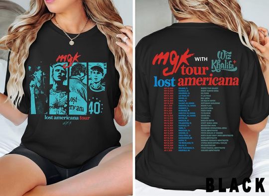 MGK Lost Americana Tour Dates Shirt, Wiz Khalifa Concert Merch Tee