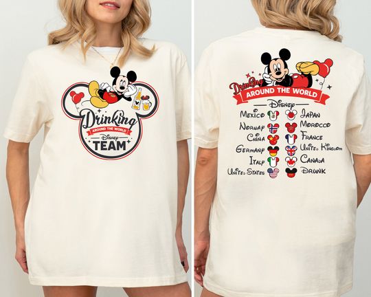 Discover Mickey  Drinking Disney Team Shirt, Epcot Drinking Around The World Tee