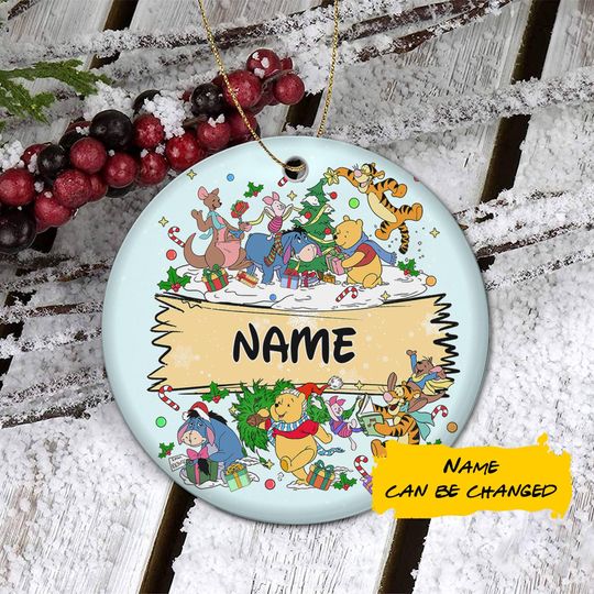 Personalized Christmas Pooh Ornament, Custom Christmas Ornament, Personalized Name Christmas Ornament Winnie the Pooh Baby Gift