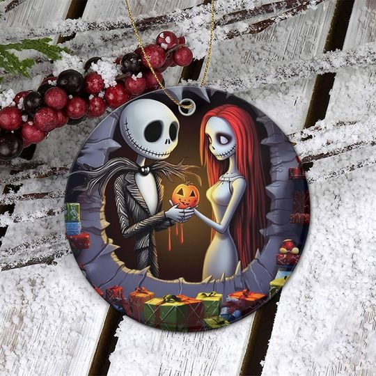 Jack and Sally couple Ornament, Nightmare Before Christmas Ornament,  Jack And Sally, Halloween Christmas Couple Gift