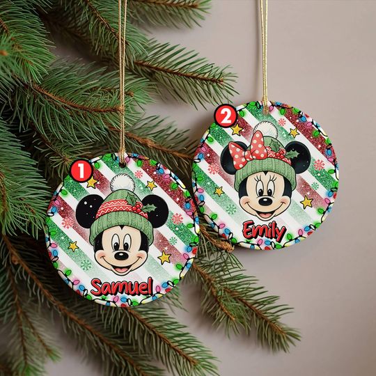 Discover Custom Mickey And Minnie Christmas Ornament, Christmas Tree Decor, Disneyland Christmas, Couple Xmas Ceramic Ornament, Xmas Holiday Matching