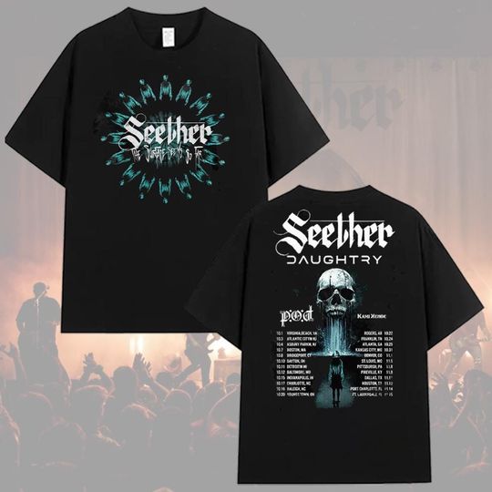 Discover Seether x Daughtry 2025 Tour T-Shirt: Skull Graphic, Concert Merchandise Collection Unisex T-shirt