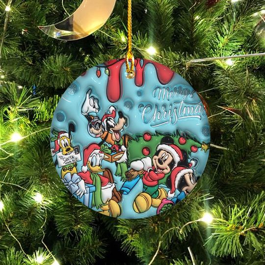 Discover 3D Inflated Christmas Ornament Disneyland Mickey And Friends, Magic Kingdom Mickey Mouse Ornament, Christmas Gifts For Lovers Tree Decor