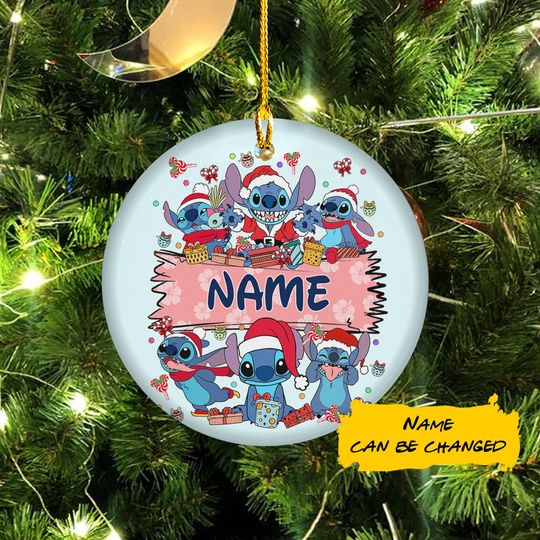 Discover Personalized Stitch Christmas Ornament, Disneyland Stitch Xmas Ornament Hanging, Customized Stitch 2025 Christmas Tree Decor Gift