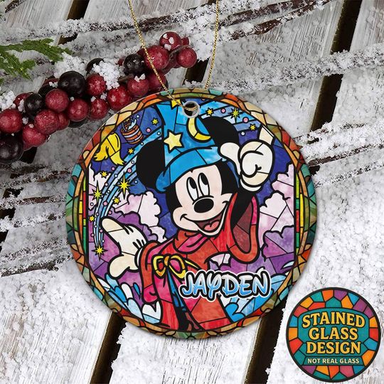 Discover Personalized Mickey Fantasia Ceramic Ornament, Magical Mickey Halloween Decor, The Sorcerer's Apprentice Decor Home