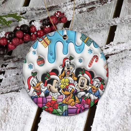 Discover Disneyland Mickey And Friends 3D Inflated Christmas Ornament, Magic Kingdom Mickey Mouse Ornament, Christmas Gifts For Lovers Tree Decor