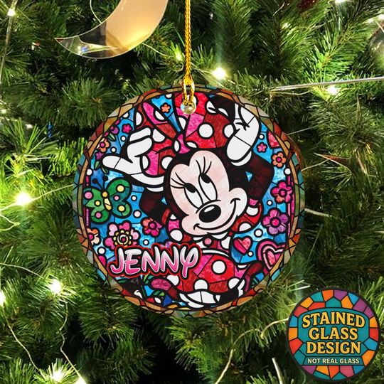 Discover Personalized Minnie Mouse Christmas Ornament, Custom Name Minnie Xmas Ornament, Minnie ornament, Ceramic Ornament Gift